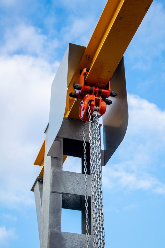 weird penstock rescue gantry chain block